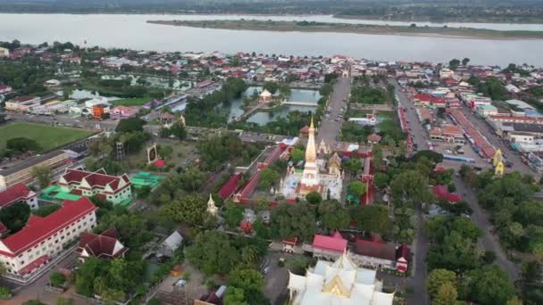 Phra Phanom Respectful Nakhon Phanom People Gold Pagoda Settle Center — Stok Video
