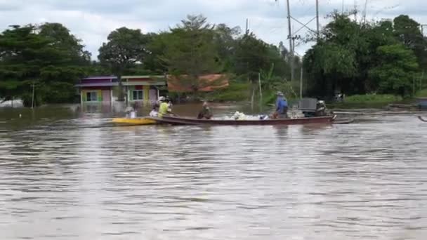 Uthai Thani Thailand Oktober 2022 Översvämningen Har Skurit Ner Byn — Stockvideo