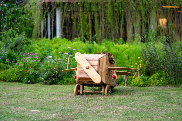 Wood Plane Decoration Garden — Stock Photo, Image