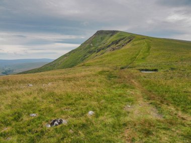 The Nab 'in zirvesine çıkan patika, Eden Valley, Cumbria, İngiltere' ye bakan Wild Boar Fell 'in yanında.