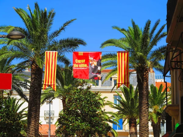 Festival vlaggen in perpignan, Frankrijk — Stockfoto