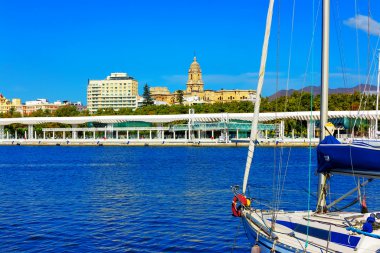 malaga liman manzaralı eski şehir, costa del sol, İspanya