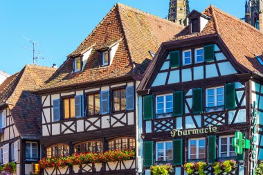 renkli çerçeve evlerde alsace, Fransa