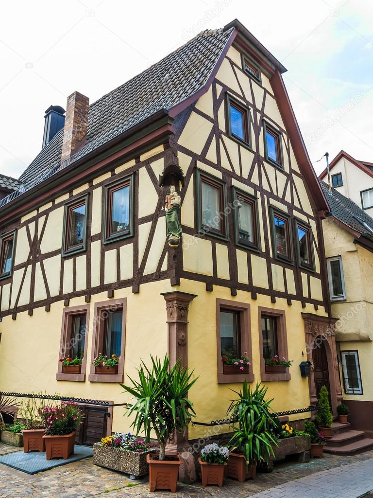 Half timbered house in Lohr am Main in Spessart Mountains, Germany