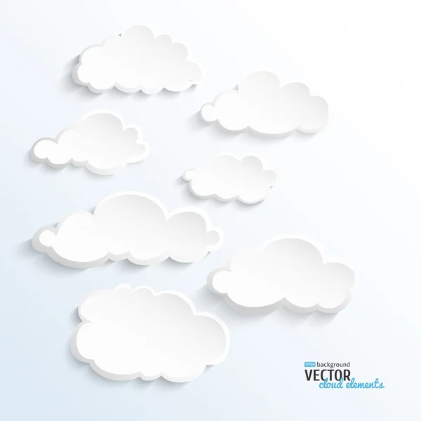 Ensemble de nuages vectoriels en papier 3D — Image vectorielle