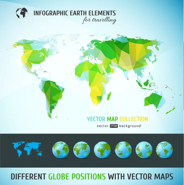 Icone del globo e mappa del mondo — Vettoriale Stock