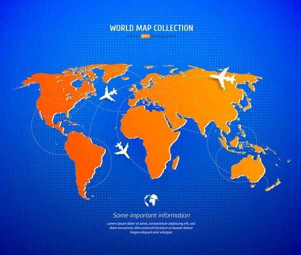 Mapa del mundo con aerolíneas — Vector de stock