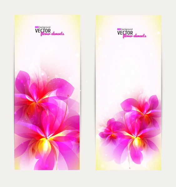 Conjunto de bandeiras florais abstratas . — Vetor de Stock