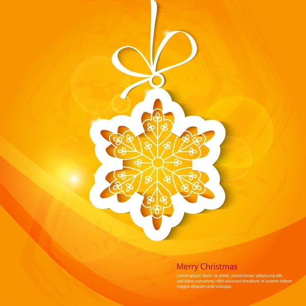 Carte orange de Noël avec flocon de neige — Image vectorielle