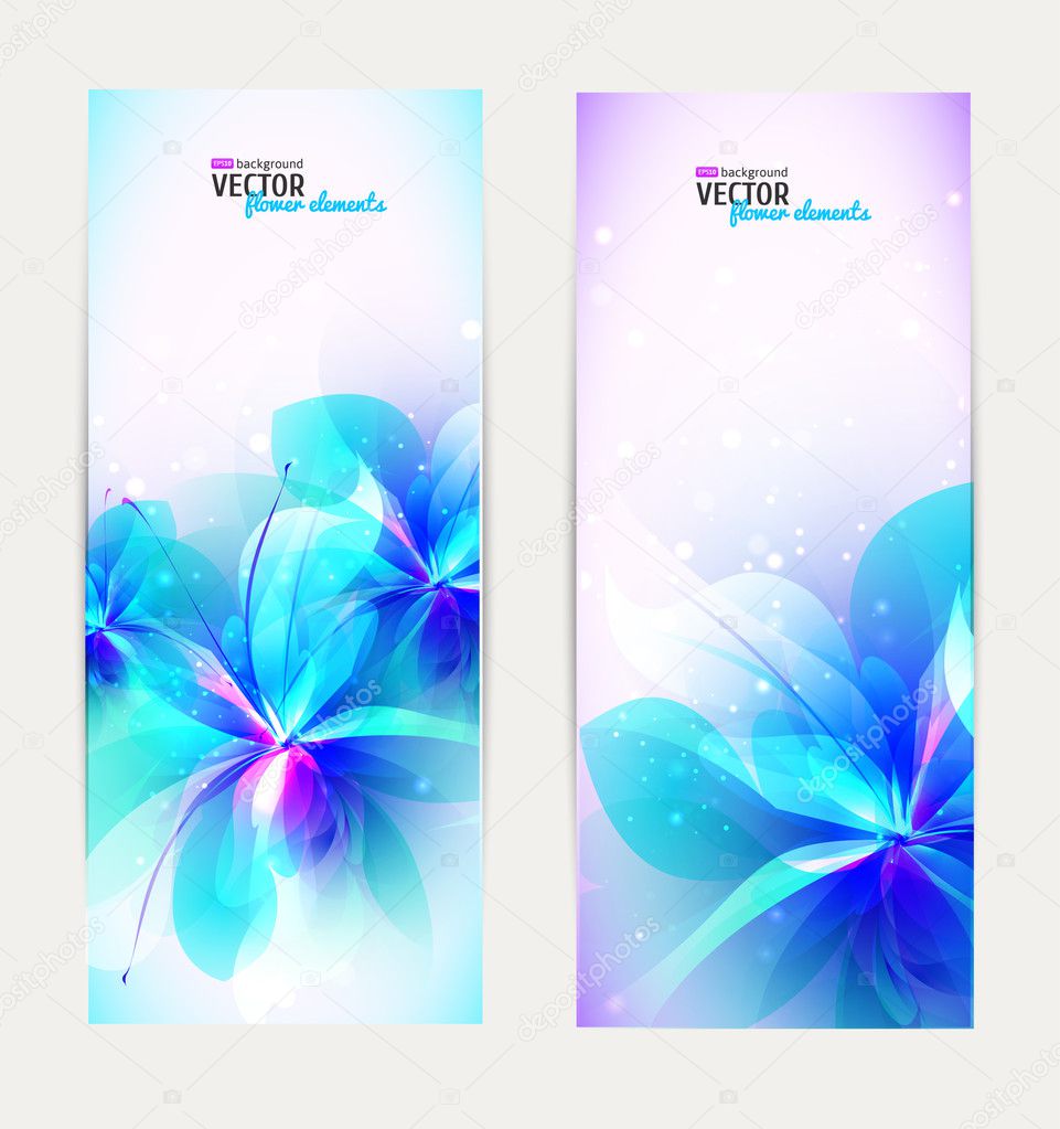 Set of abstract floral banners.