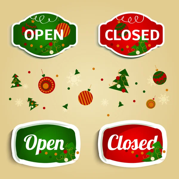 Öppna stängda nyår etiketter — Stock vektor