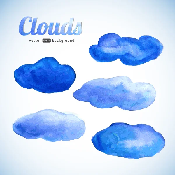 Blue watercolor clouds — Stock Vector