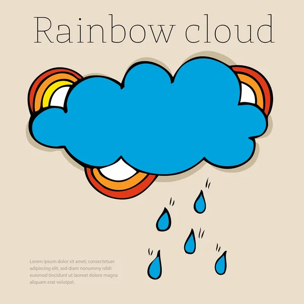 Nube de grabado con gotas de lluvia . — Archivo Imágenes Vectoriales