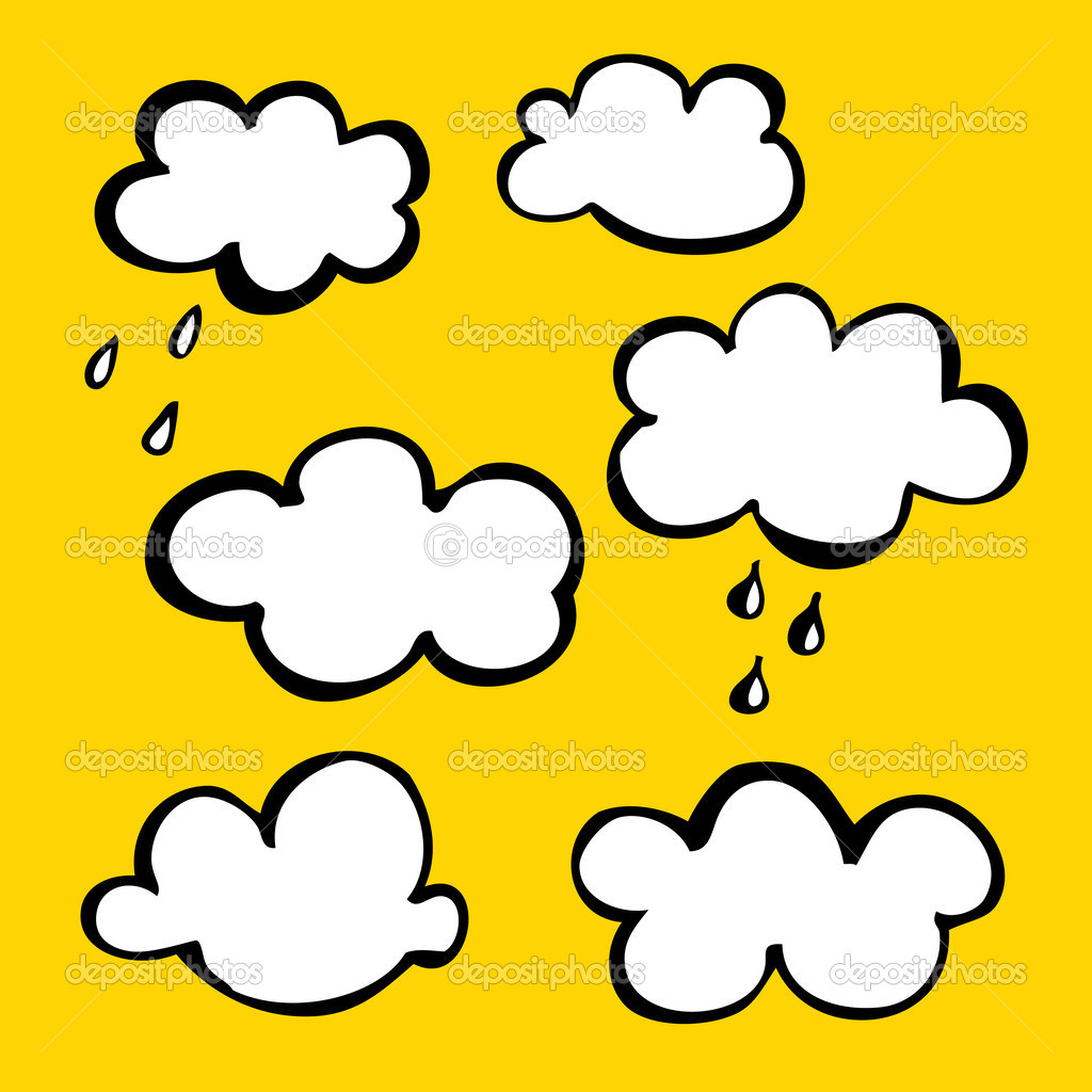 Engraving clouds on yellow background