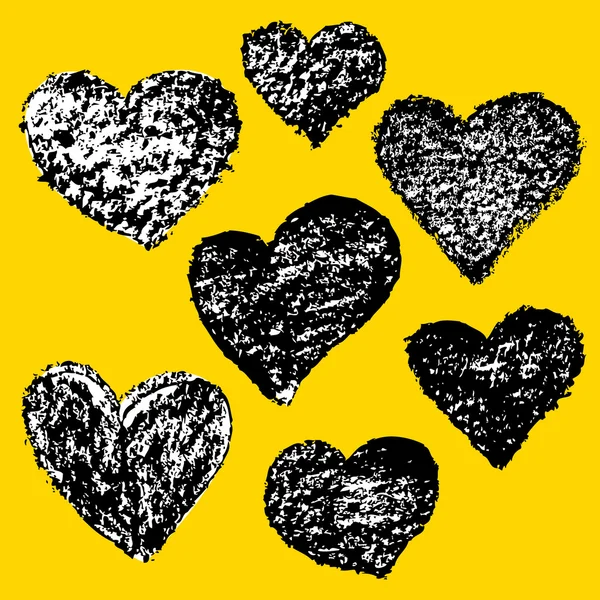 Conjunto de corações desenhados à mão vetoriais para o design do cartão de Valentim . — Vetor de Stock