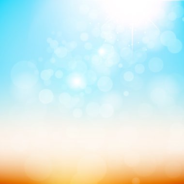 bulanık kum ve mavi gökyüzü ile yaz güneş patlaması.