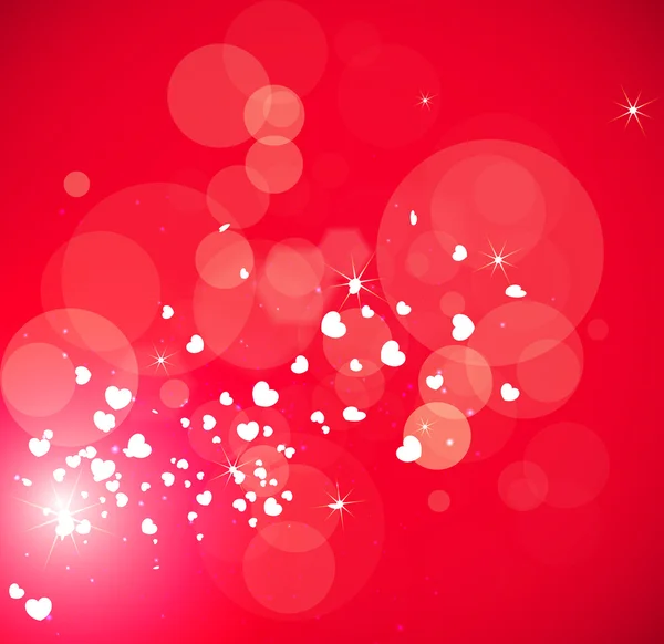 Valentine's red background with sparkles and hearts — Stock Vector