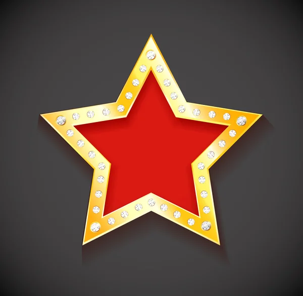 Estrella dorada con diamantes. Gemas para un diseño brillante . — Vector de stock