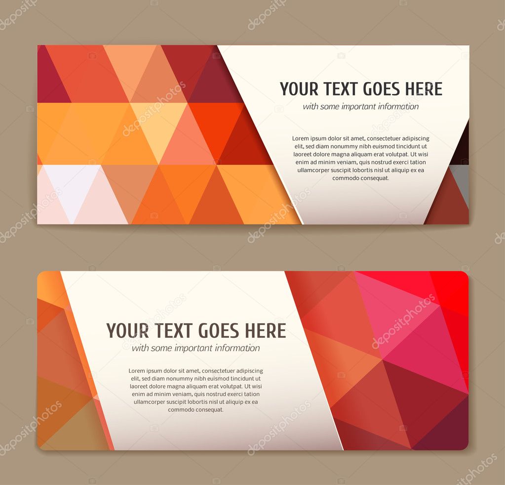 Set of colorful banners with triangle pattern.