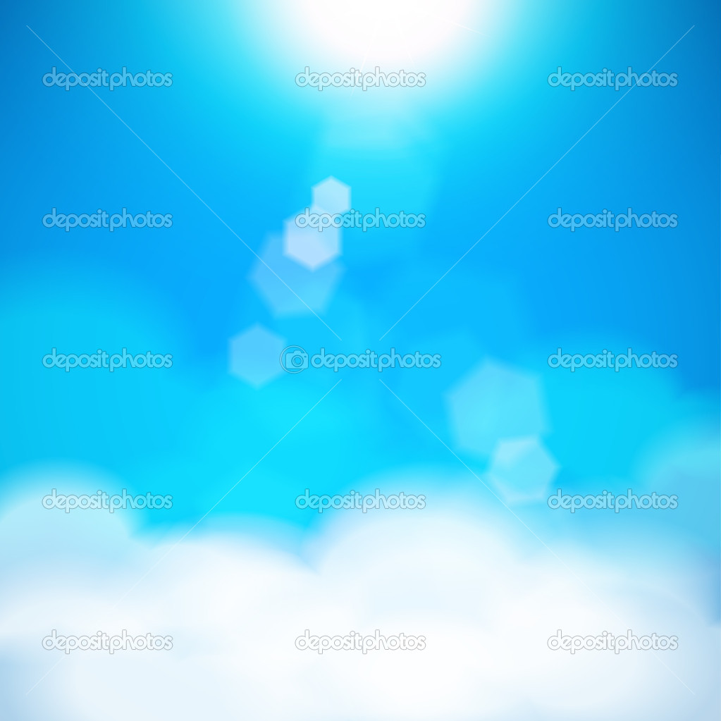 Natural sky background with sun shining behind the clouds.