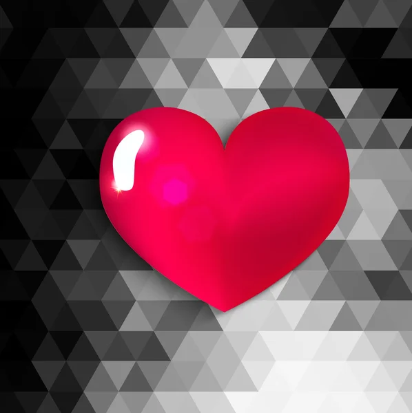 Ροζ καρδιά σε origami τρίγωνο φόντο. — Διανυσματικό Αρχείο
