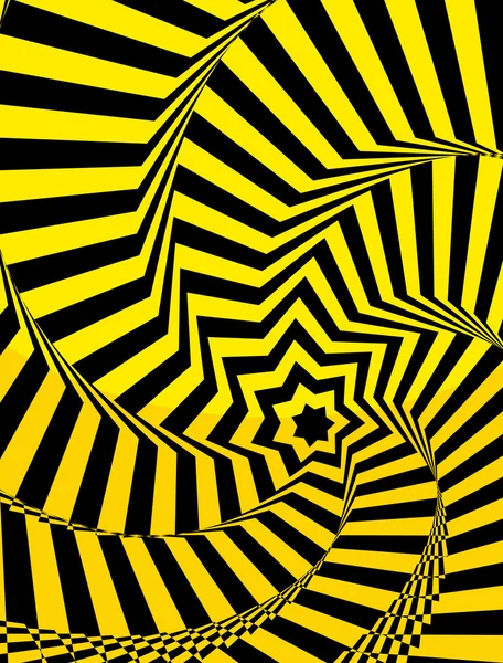 Vektor abstraktes schwarz-gelbes Illusionsmuster mit Sternform. — Stockvektor