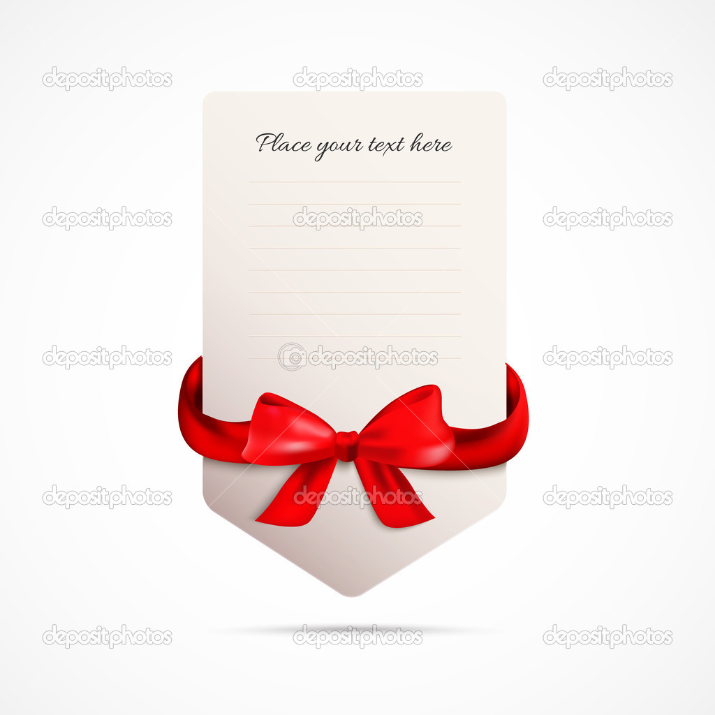 Blank holiday paper with red ribbon.