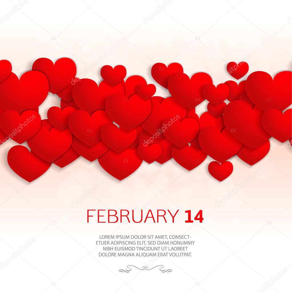 Overlapping Red Heart Shapes Background. Valentine's card