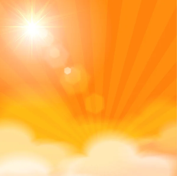 Fondo soleado con estallido de sol — Vector de stock