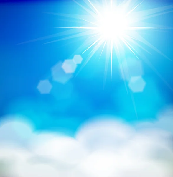 Fond du ciel naturel avec soleil brillant — Image vectorielle
