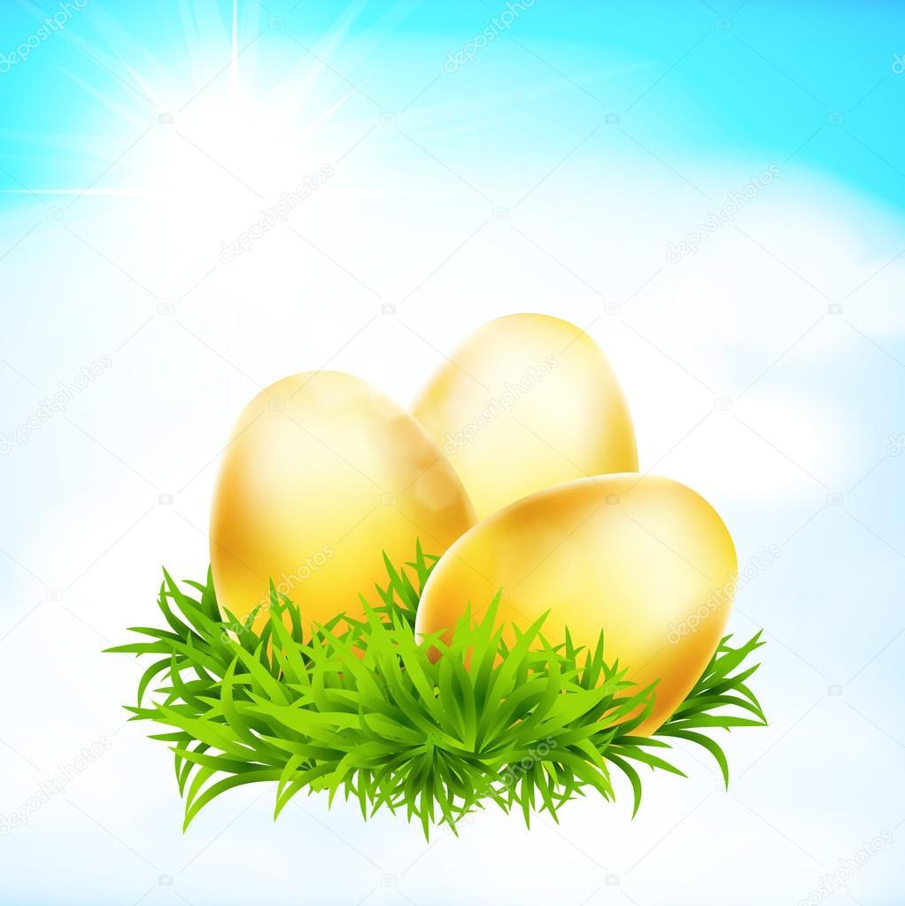 Golden eggs. Easter theme.
