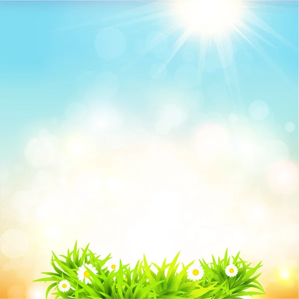 Sable trouble et ciel bleu avec un soleil d'été éclatant — Image vectorielle