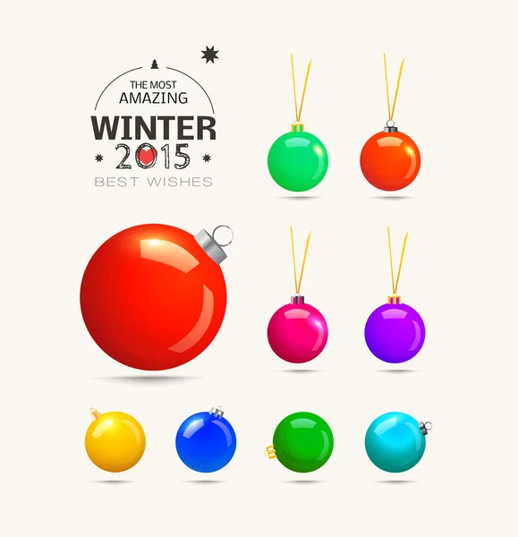 Christmas balls with ribbons. — Stock Vector