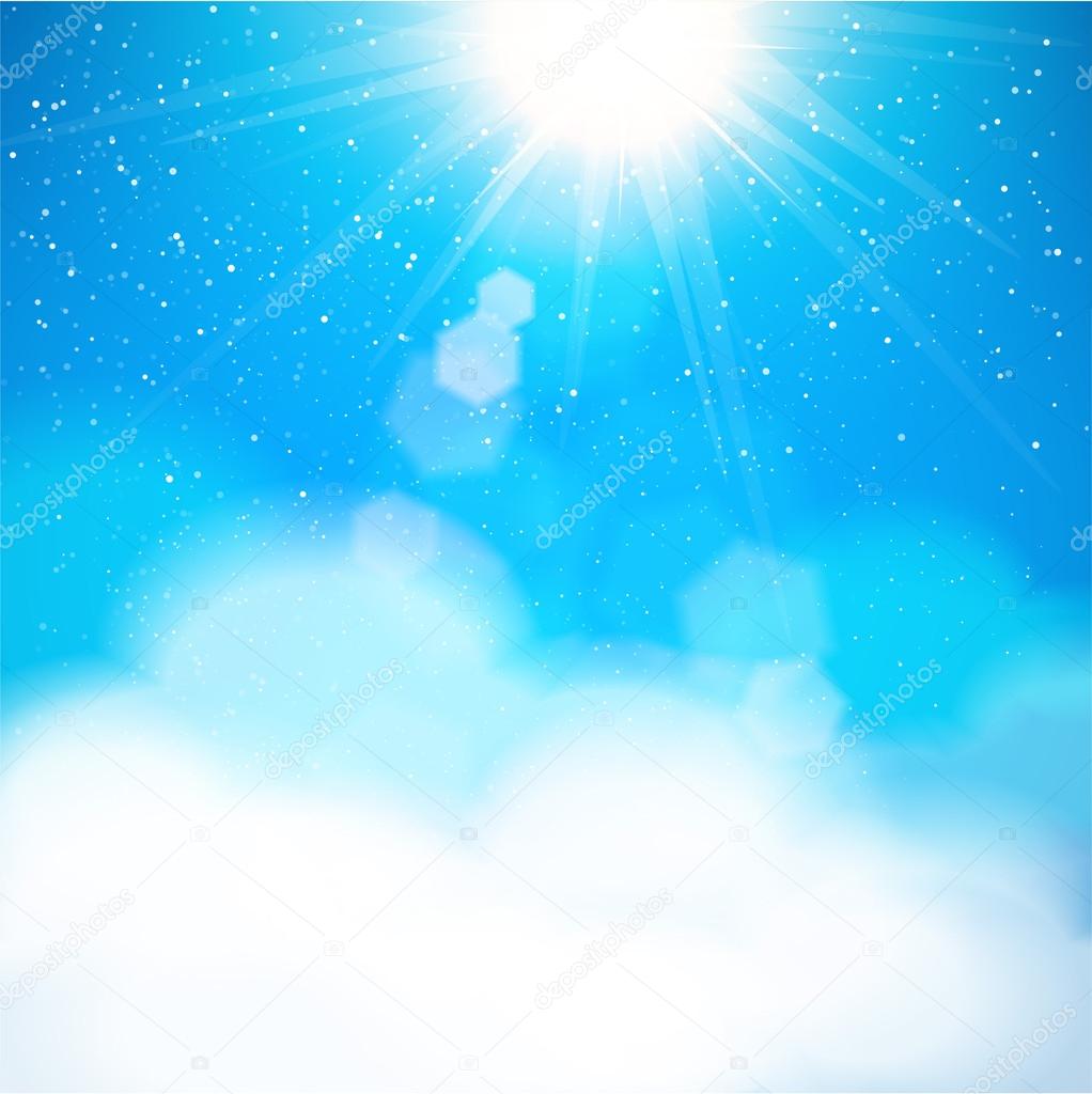 Natural sky background with sun shining