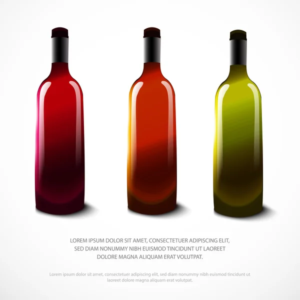 Botellas de vino — Vector de stock