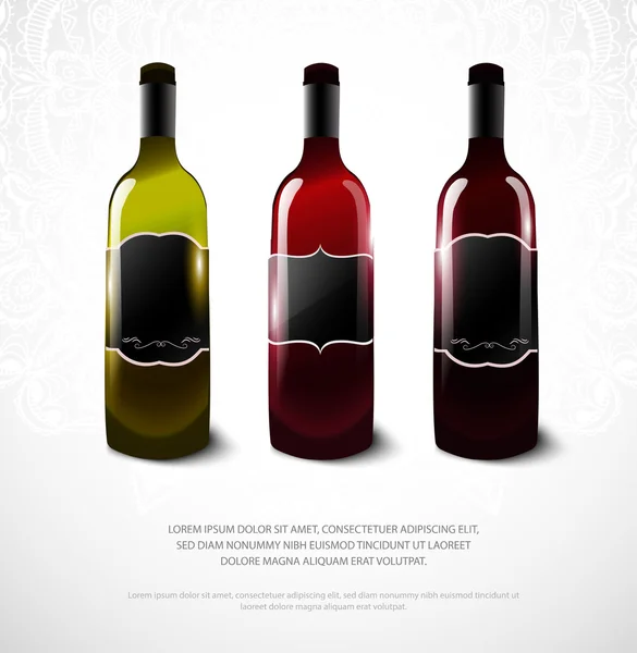 Botellas de vino — Vector de stock