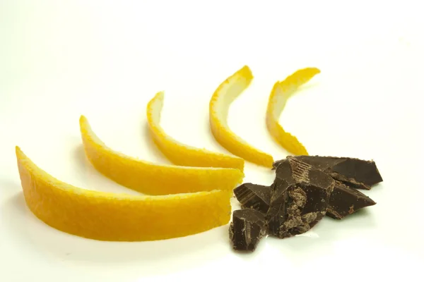 Orange peel and chocolate — Stock Photo, Image