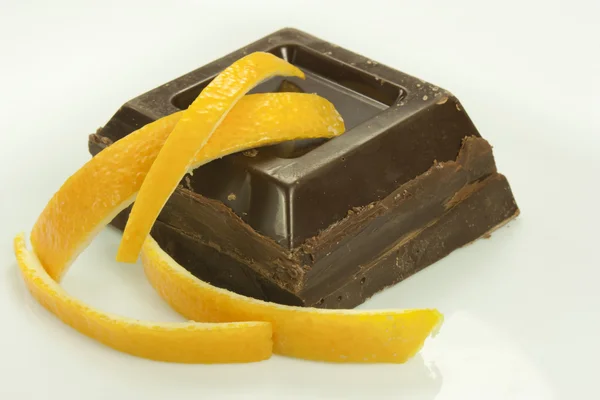 Orange peel and chocolate — Stock Photo, Image