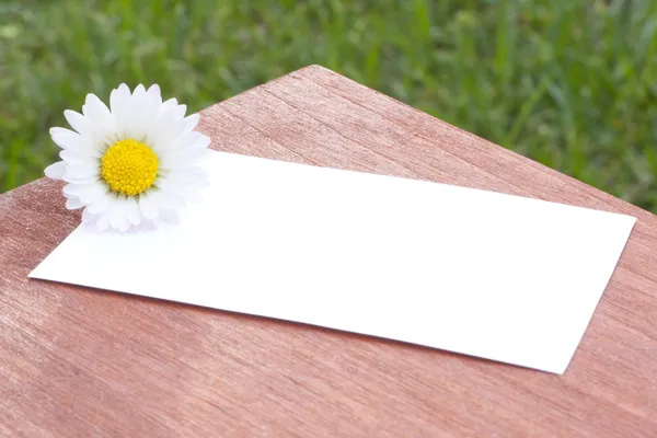 Fehér kártya virággal — Stock Fotó