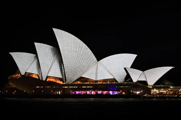 Festival luz vívida Sydney opera house a noite — Fotografia de Stock