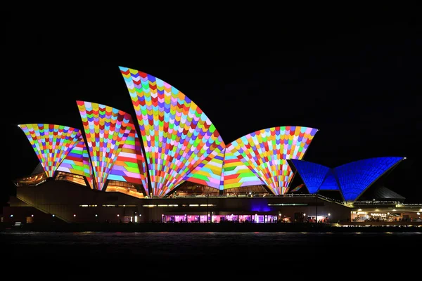 Sydney opera house natt levande ljus festival — Stockfoto