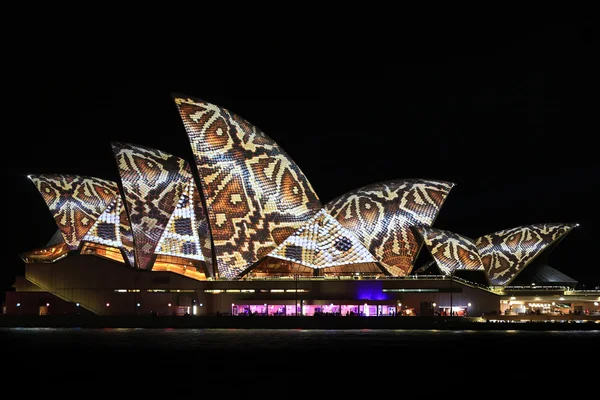Sydney opera house w nocy żywe światło Festiwal — Zdjęcie stockowe