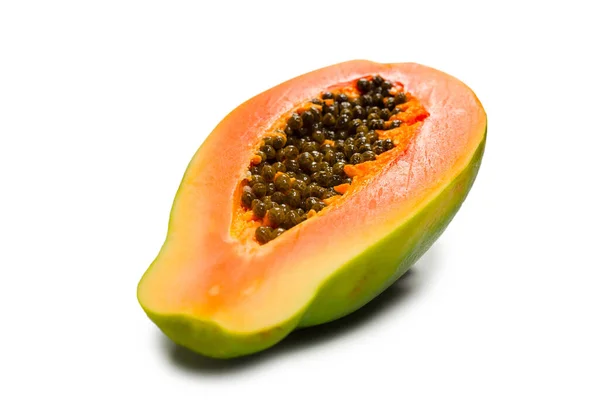 Papayabukt Isolert Hvit Bakgrunn Tropisk Frukt Halvt Papaya Sett Ovenfra – stockfoto