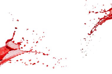 Beyaz arkaplanda kırmızı sıçramalar. 