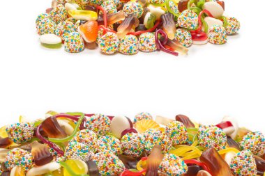 Lezzetli jöleli şekerler. Üst görünüm.  