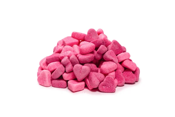 Roze Gummisnoepjes Bovenaanzicht Jelly Snoepjes Geïsoleerd Een Witte Achtergrond — Stockfoto