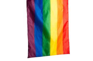 Arka plan olarak gökkuşağı bayrağı. Üst Manzara. LGBT bayrağı. 