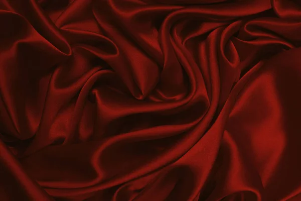 Riche Luxueux Tissu Soie Rouge Fond Texture Vue Dessus — Photo