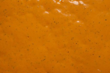 Çırpılmış leziz sos dokusu. Hamburger sosu geçmişi. Üst görünüm. 