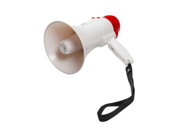 Beyaz bir arka plan üzerinde izole bir megafon. 